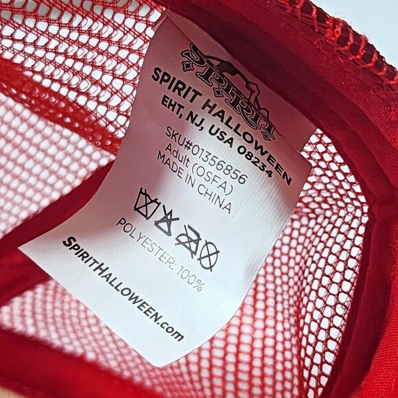 Hard and Long Adult Baseball Cap Red White Trucker Hat Spirit Halloween Snapback - Picture 5 of 5